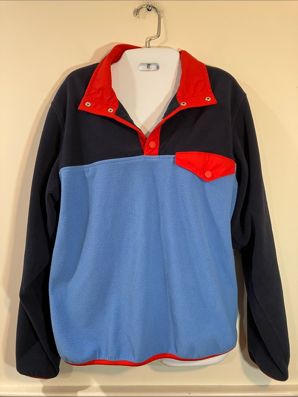 Tory Sport Fleece Pullover - Blue, Navy & Red M